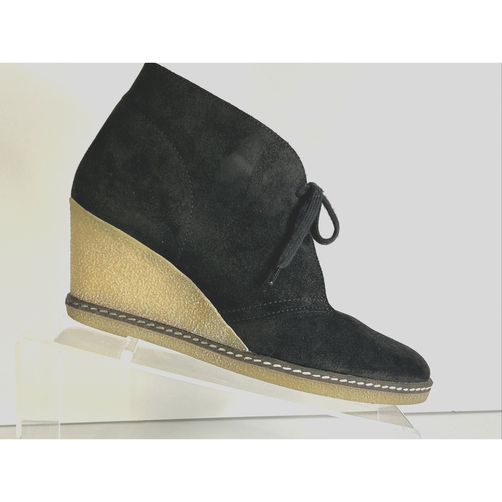 J. Crew MacAlister Wedge Boots Women's 9M Black Suede Lace Up Ankle Bootie Shoes